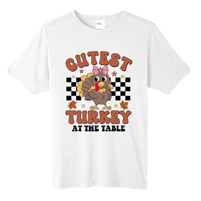 Thanksgiving Cutest Turkey At The Table Dinner Girl Tall Fusion ChromaSoft Performance T-Shirt