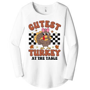 Thanksgiving Cutest Turkey At The Table Dinner Girl Women's Perfect Tri Tunic Long Sleeve Shirt