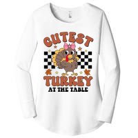 Thanksgiving Cutest Turkey At The Table Dinner Girl Women's Perfect Tri Tunic Long Sleeve Shirt