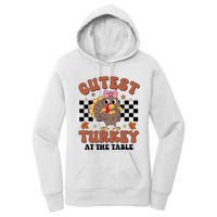 Thanksgiving Cutest Turkey At The Table Dinner Girl Women's Pullover Hoodie