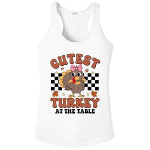 Thanksgiving Cutest Turkey At The Table Dinner Girl Ladies PosiCharge Competitor Racerback Tank