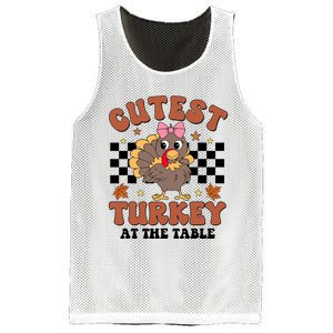 Thanksgiving Cutest Turkey At The Table Dinner Girl Mesh Reversible Basketball Jersey Tank