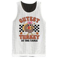 Thanksgiving Cutest Turkey At The Table Dinner Girl Mesh Reversible Basketball Jersey Tank