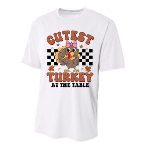 Thanksgiving Cutest Turkey At The Table Dinner Girl Performance Sprint T-Shirt