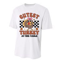 Thanksgiving Cutest Turkey At The Table Dinner Girl Performance Sprint T-Shirt