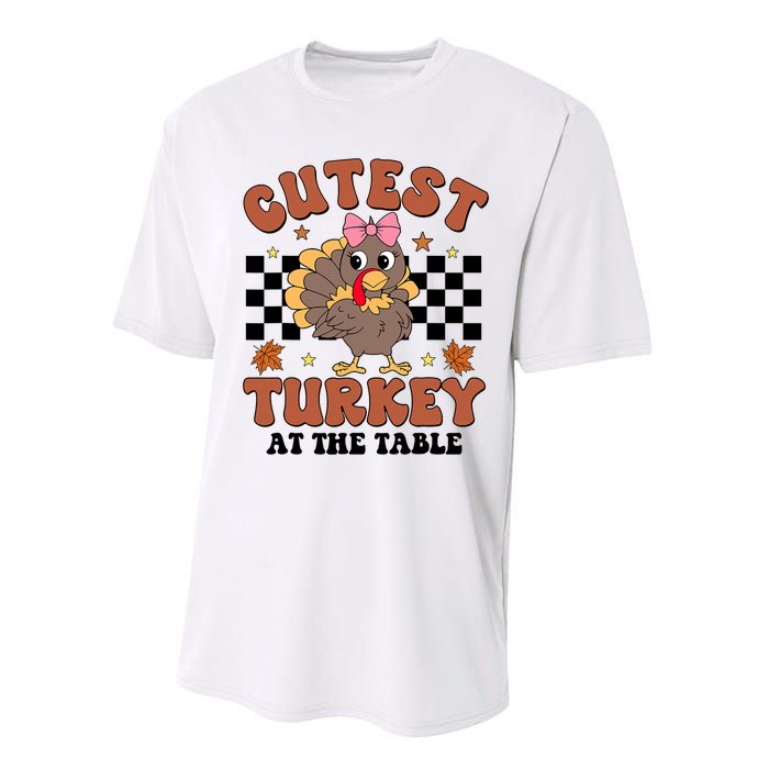 Thanksgiving Cutest Turkey At The Table Dinner Girl Performance Sprint T-Shirt