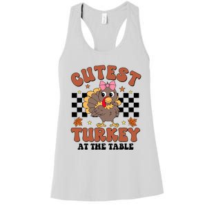 Thanksgiving Cutest Turkey At The Table Dinner Girl Women's Racerback Tank