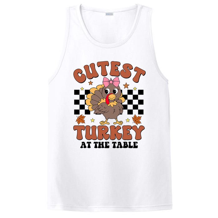 Thanksgiving Cutest Turkey At The Table Dinner Girl PosiCharge Competitor Tank