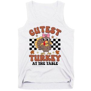 Thanksgiving Cutest Turkey At The Table Dinner Girl Tank Top