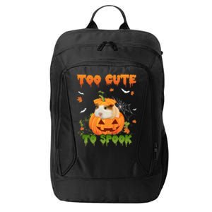 Too Cute To Spook Cute Halloween Pumpkin Hat Guinea Pig Pet Cool Gift City Backpack