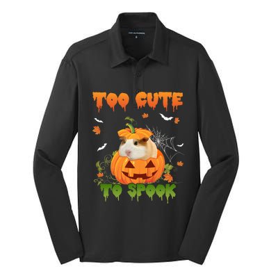 Too Cute To Spook Cute Halloween Pumpkin Hat Guinea Pig Pet Cool Gift Silk Touch Performance Long Sleeve Polo