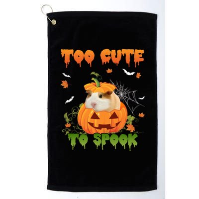 Too Cute To Spook Cute Halloween Pumpkin Hat Guinea Pig Pet Cool Gift Platinum Collection Golf Towel