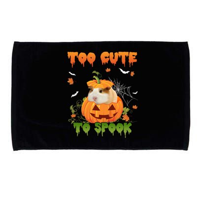 Too Cute To Spook Cute Halloween Pumpkin Hat Guinea Pig Pet Cool Gift Microfiber Hand Towel