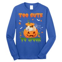 Too Cute To Spook Cute Halloween Pumpkin Hat Guinea Pig Pet Cool Gift Long Sleeve Shirt