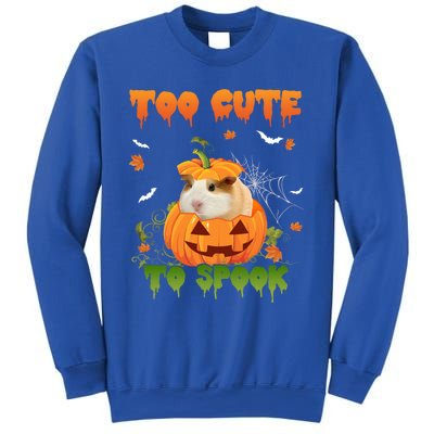 Too Cute To Spook Cute Halloween Pumpkin Hat Guinea Pig Pet Cool Gift Sweatshirt