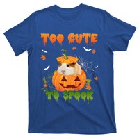 Too Cute To Spook Cute Halloween Pumpkin Hat Guinea Pig Pet Cool Gift T-Shirt