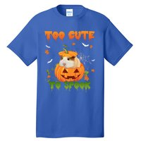 Too Cute To Spook Cute Halloween Pumpkin Hat Guinea Pig Pet Cool Gift Tall T-Shirt