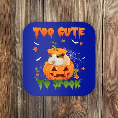 Too Cute To Spook Cute Halloween Pumpkin Hat Guinea Pig Pet Cool Gift Coaster