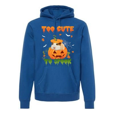 Too Cute To Spook Cute Halloween Pumpkin Hat Guinea Pig Pet Cool Gift Premium Hoodie