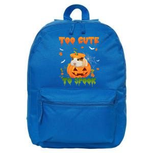 Too Cute To Spook Cute Halloween Pumpkin Hat Guinea Pig Pet Cool Gift 16 in Basic Backpack