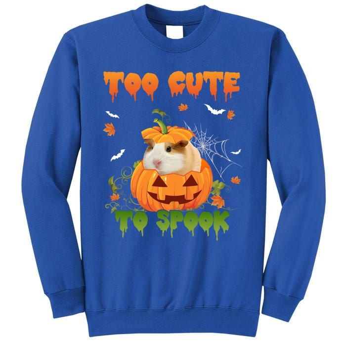 Too Cute To Spook Cute Halloween Pumpkin Hat Guinea Pig Pet Cool Gift Tall Sweatshirt