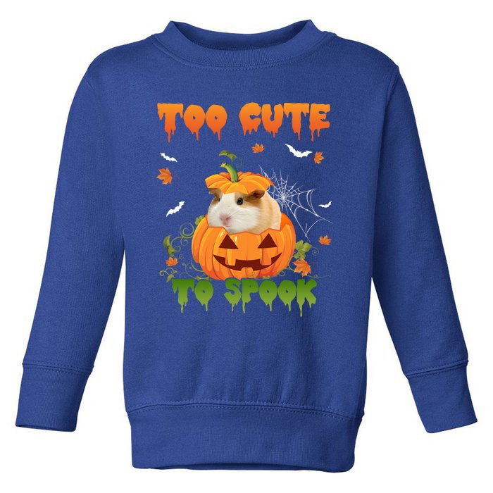 Too Cute To Spook Cute Halloween Pumpkin Hat Guinea Pig Pet Cool Gift Toddler Sweatshirt