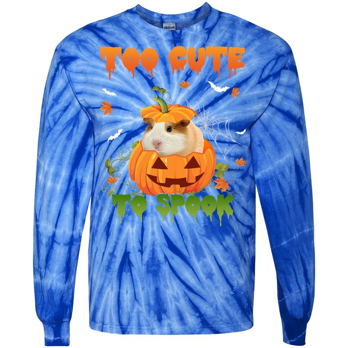 Too Cute To Spook Cute Halloween Pumpkin Hat Guinea Pig Pet Cool Gift Tie-Dye Long Sleeve Shirt