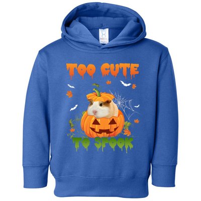 Too Cute To Spook Cute Halloween Pumpkin Hat Guinea Pig Pet Cool Gift Toddler Hoodie