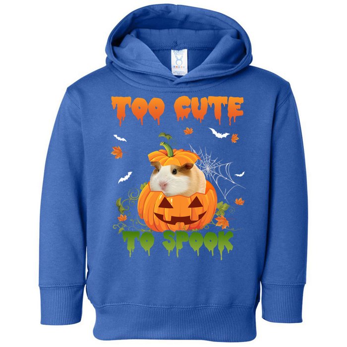 Too Cute To Spook Cute Halloween Pumpkin Hat Guinea Pig Pet Cool Gift Toddler Hoodie