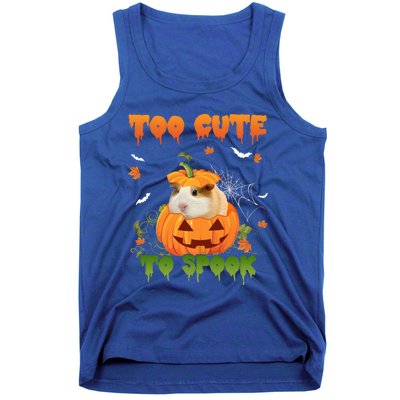 Too Cute To Spook Cute Halloween Pumpkin Hat Guinea Pig Pet Cool Gift Tank Top