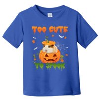 Too Cute To Spook Cute Halloween Pumpkin Hat Guinea Pig Pet Cool Gift Toddler T-Shirt