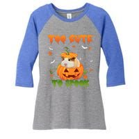 Too Cute To Spook Cute Halloween Pumpkin Hat Guinea Pig Pet Cool Gift Women's Tri-Blend 3/4-Sleeve Raglan Shirt