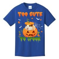 Too Cute To Spook Cute Halloween Pumpkin Hat Guinea Pig Pet Cool Gift Kids T-Shirt