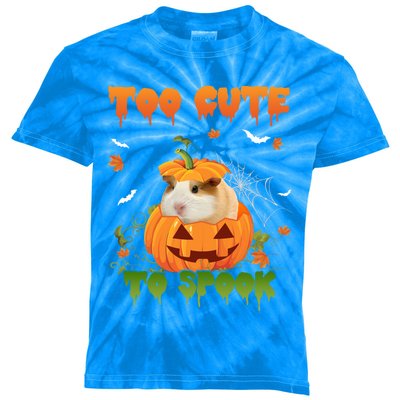 Too Cute To Spook Cute Halloween Pumpkin Hat Guinea Pig Pet Cool Gift Kids Tie-Dye T-Shirt