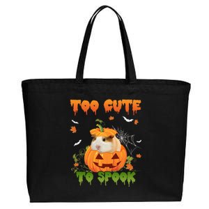 Too Cute To Spook Cute Halloween Pumpkin Hat Guinea Pig Pet Cool Gift Cotton Canvas Jumbo Tote