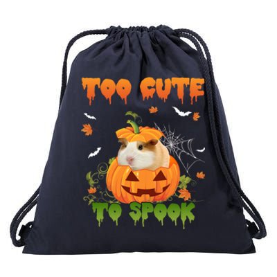 Too Cute To Spook Cute Halloween Pumpkin Hat Guinea Pig Pet Cool Gift Drawstring Bag