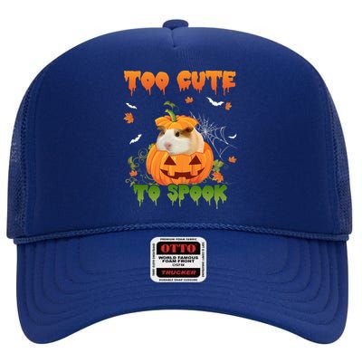 Too Cute To Spook Cute Halloween Pumpkin Hat Guinea Pig Pet Cool Gift High Crown Mesh Back Trucker Hat