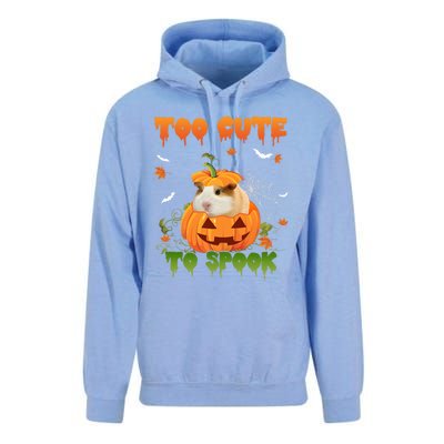 Too Cute To Spook Cute Halloween Pumpkin Hat Guinea Pig Pet Cool Gift Unisex Surf Hoodie