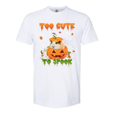 Too Cute To Spook Cute Halloween Pumpkin Hat Guinea Pig Pet Cool Gift Softstyle CVC T-Shirt