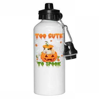 Too Cute To Spook Cute Halloween Pumpkin Hat Guinea Pig Pet Cool Gift Aluminum Water Bottle