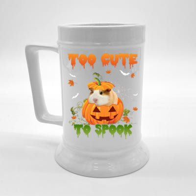 Too Cute To Spook Cute Halloween Pumpkin Hat Guinea Pig Pet Cool Gift Beer Stein