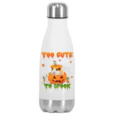 Too Cute To Spook Cute Halloween Pumpkin Hat Guinea Pig Pet Cool Gift Stainless Steel Insulated Water Bottle