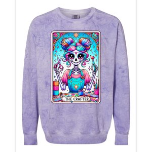 The Crafter Tarot Card Crochet Knitting Crafter Mom Colorblast Crewneck Sweatshirt