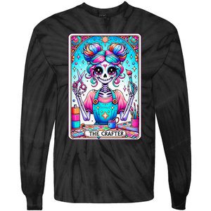 The Crafter Tarot Card Crochet Knitting Crafter Mom Tie-Dye Long Sleeve Shirt