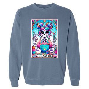 The Crafter Tarot Card Crochet Knitting Crafter Mom Garment-Dyed Sweatshirt