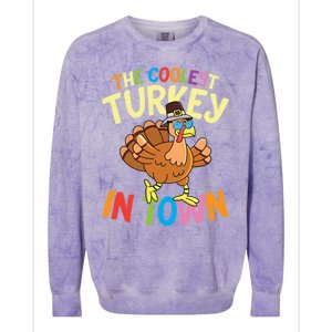 The Coolest Turkey In Town Hen Farmers Gift Colorblast Crewneck Sweatshirt