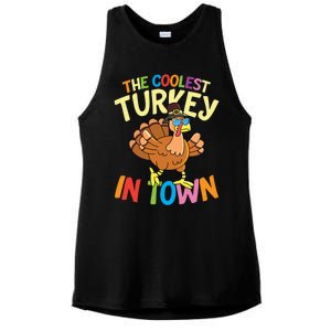 The Coolest Turkey In Town Hen Farmers Gift Ladies PosiCharge Tri-Blend Wicking Tank