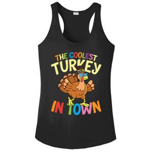 The Coolest Turkey In Town Hen Farmers Gift Ladies PosiCharge Competitor Racerback Tank