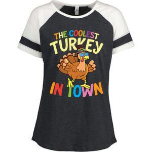 The Coolest Turkey In Town Hen Farmers Gift Enza Ladies Jersey Colorblock Tee