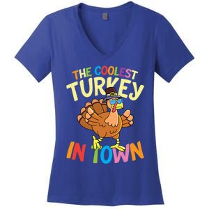 The Coolest Turkey In Town Hen Farmers Gift Women's V-Neck T-Shirt